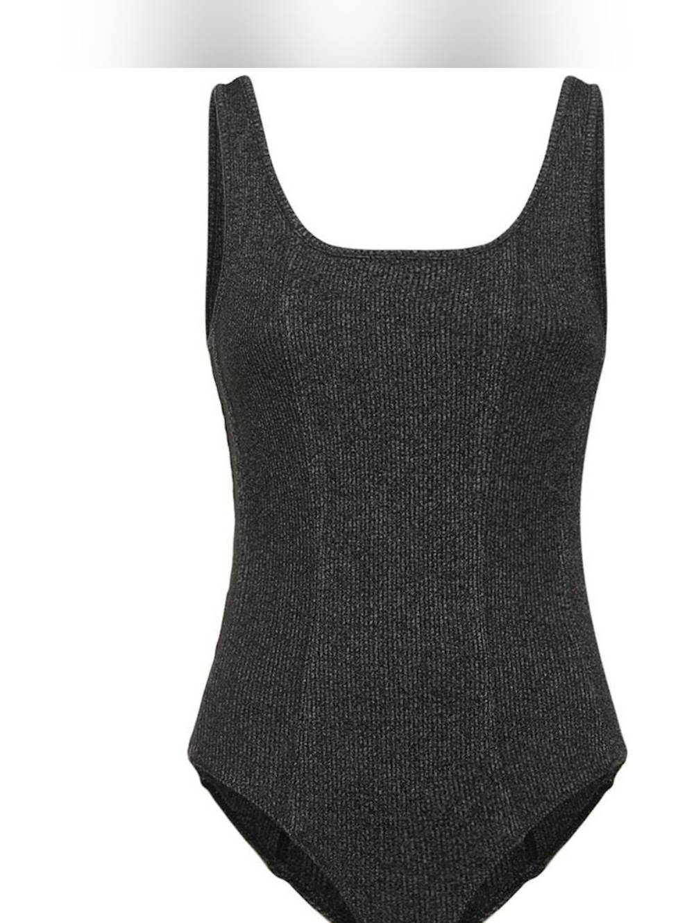NWT AGOLDE Elna Salt and Pepper Bodysuit Gray Marled Ribbed Tank Top Medium